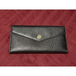 Michael Kors‎ Saffiano Leather Tri-Fold Wallet Black Gold Snap